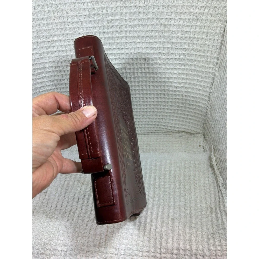 Christian Religious Christian Art Gifts Bible Cover Large Burgundy Brown BBL680